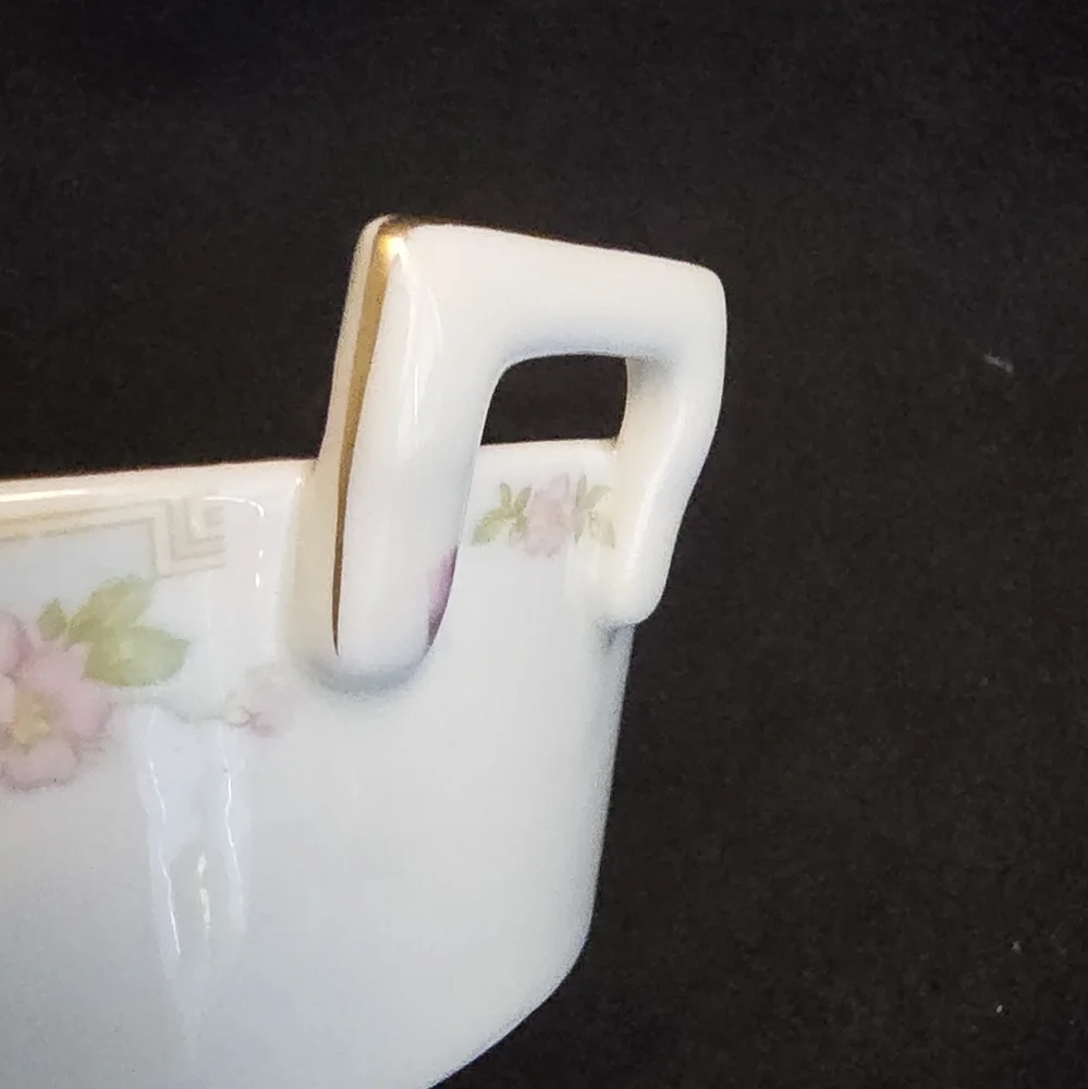 Floral Porcelain Bowl with Handle